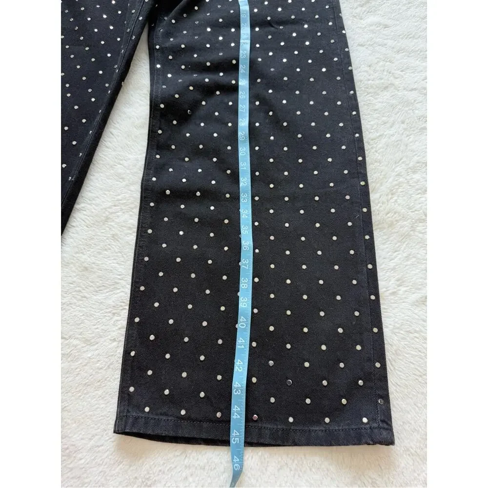 NEW!!! Mango women wide leg jeans with metal studs size 8 US - Picture 8 of 10
